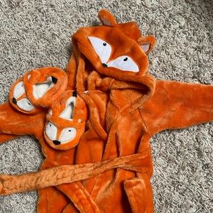0-9 month Fox Robe and slippers baby Boy or girl